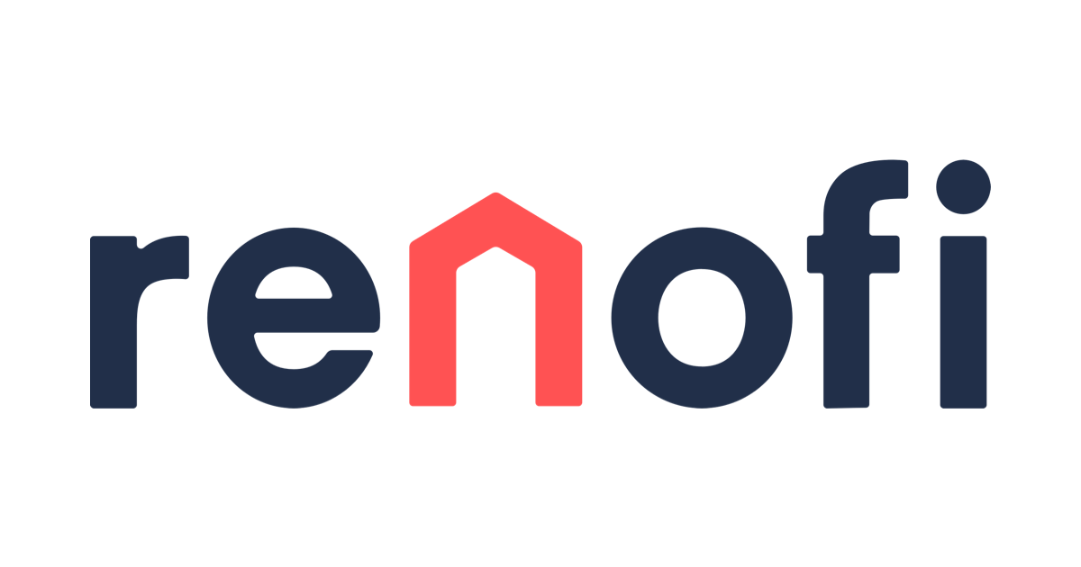The logo for renofi on a black background.